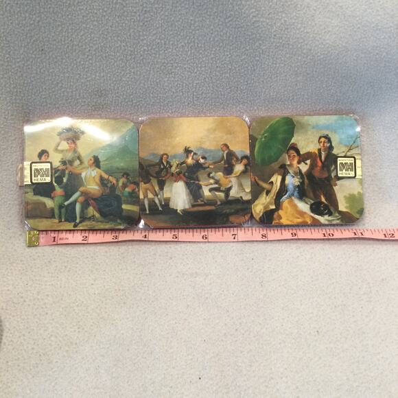 Vtg HEMA Goya Artwork Spain Drink Coasters Set Of 6 In Original Package NEW Red - Picture 9 of 9